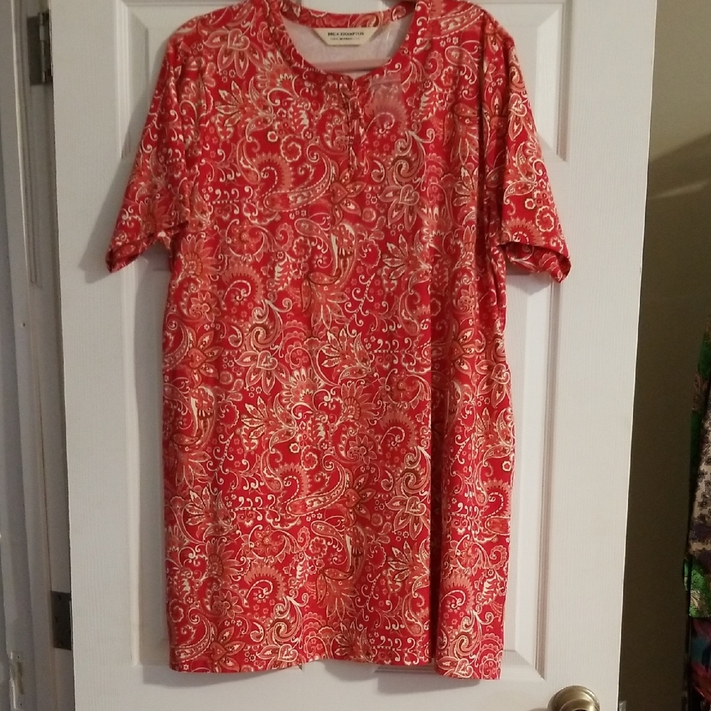 Bridgehampton Red Paisley Short Sleeve Dress